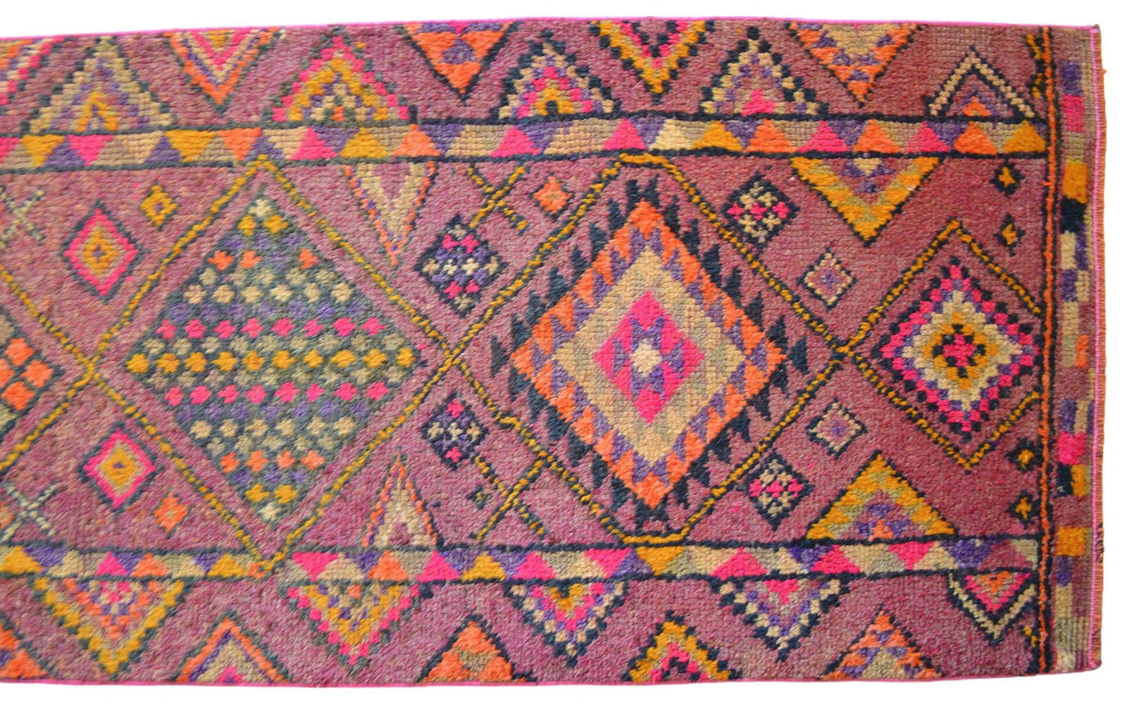 1950s Runner Rug Turkish Hand-Knotted Rug Pink Hallway Decor Kitchen Runner 3x11 Ft Approx - 11