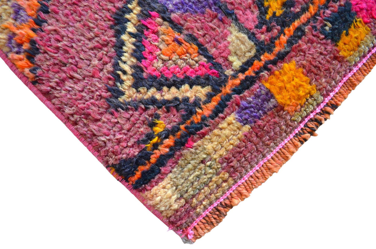 1950s Runner Rug Turkish Hand-Knotted Rug Pink Hallway Decor Kitchen Runner 3x11 Ft Approx - 12