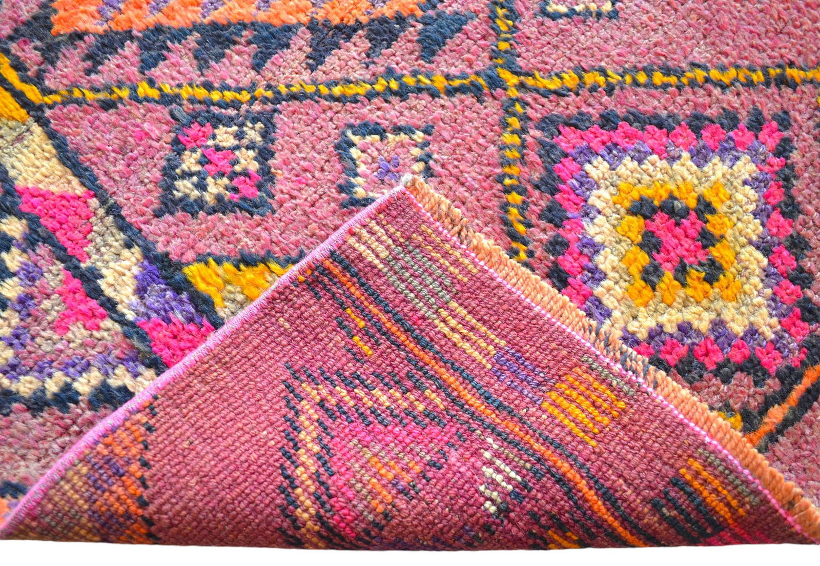 1950s Runner Rug Turkish Hand-Knotted Rug Pink Hallway Decor Kitchen Runner 3x11 Ft Approx - 13
