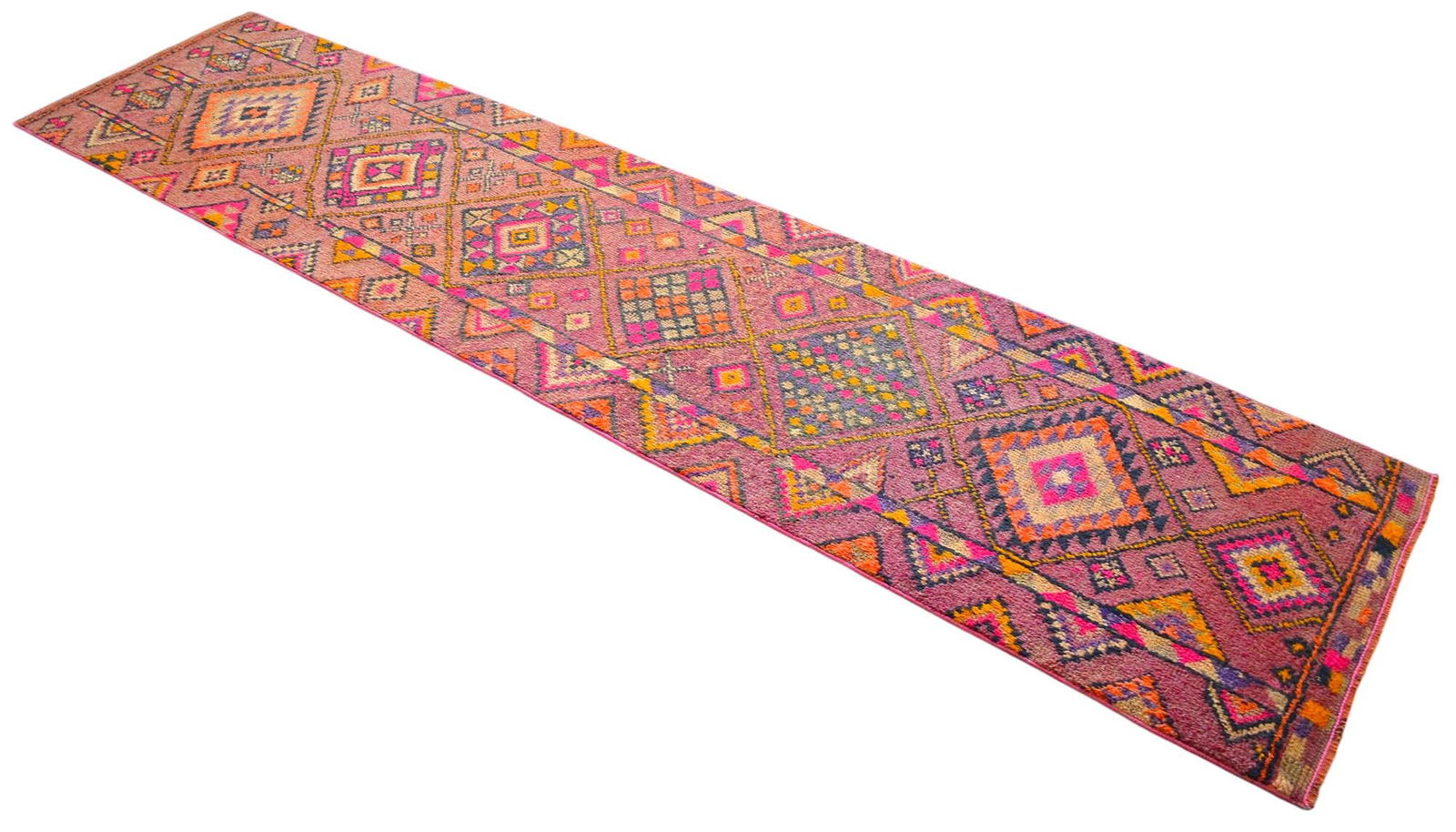 1950s Runner Rug Turkish Hand-Knotted Rug Pink Hallway Decor Kitchen Runner 3x11 Ft Approx - 8