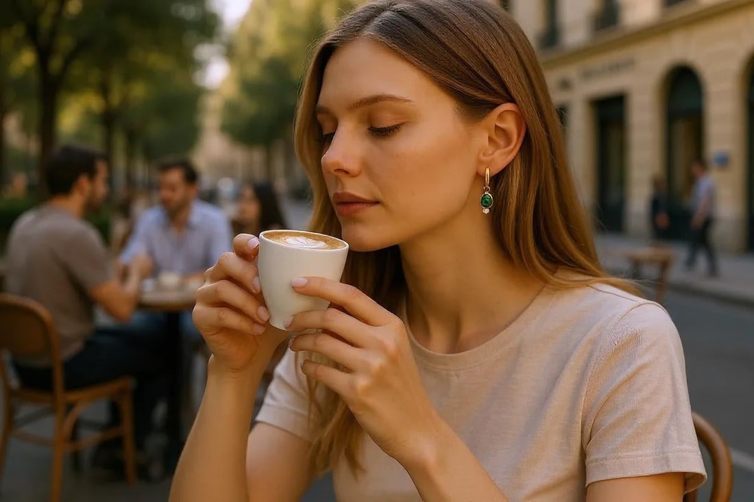 14k Yellow Gold Hoop Earrings With Pear-Shaped Emeralds and Diamond Accents, A Pair - 10