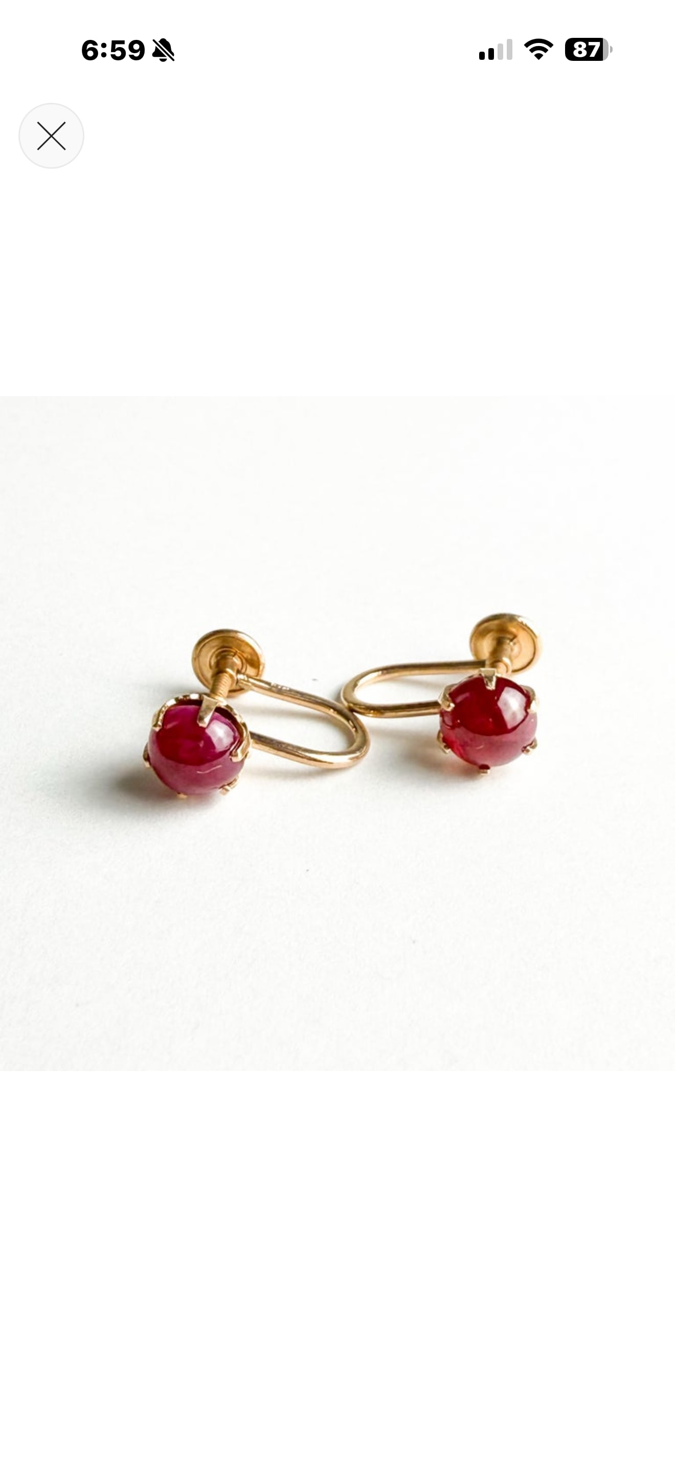 Vintage 14k Yellow Gold Cabochon Ruby Screw-Back Earrings, A Pair - 12