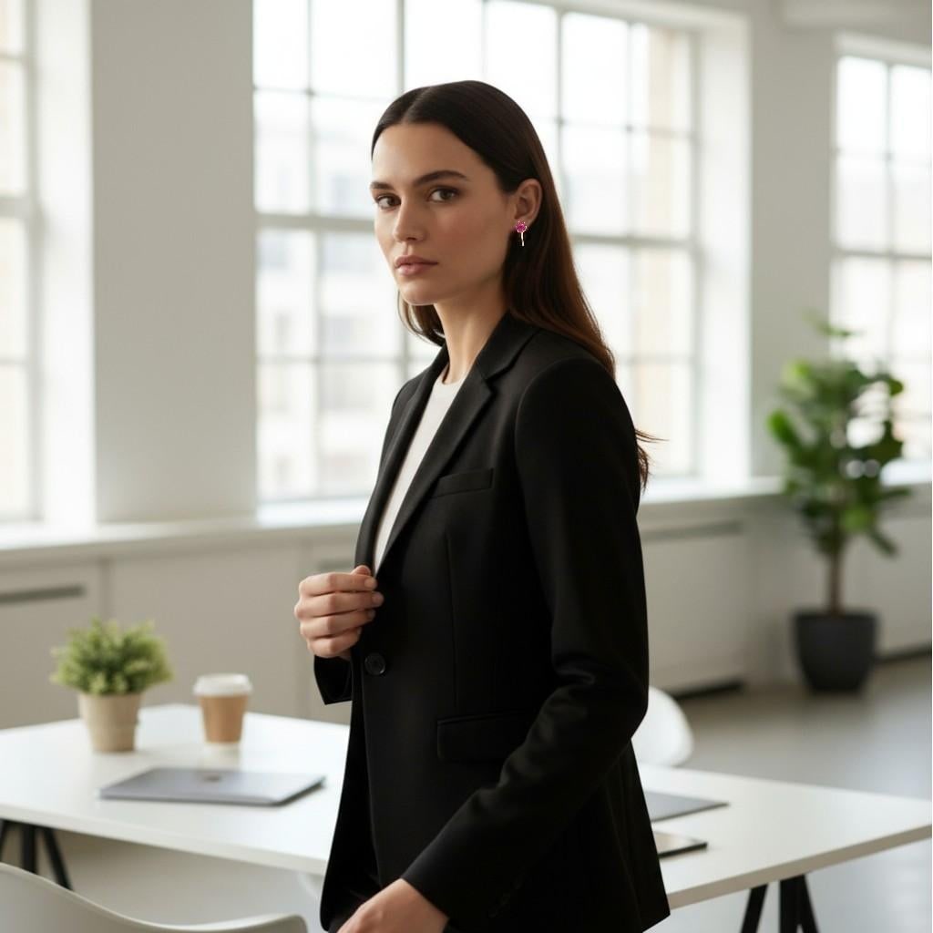 Vintage 14k Yellow Gold Cabochon Ruby Screw-Back Earrings, A Pair - 2