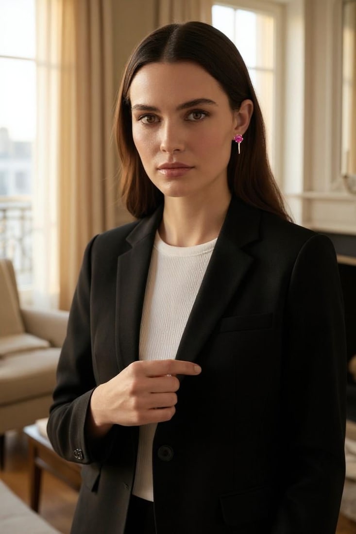 Vintage 14k Yellow Gold Cabochon Ruby Screw-Back Earrings, A Pair - 8