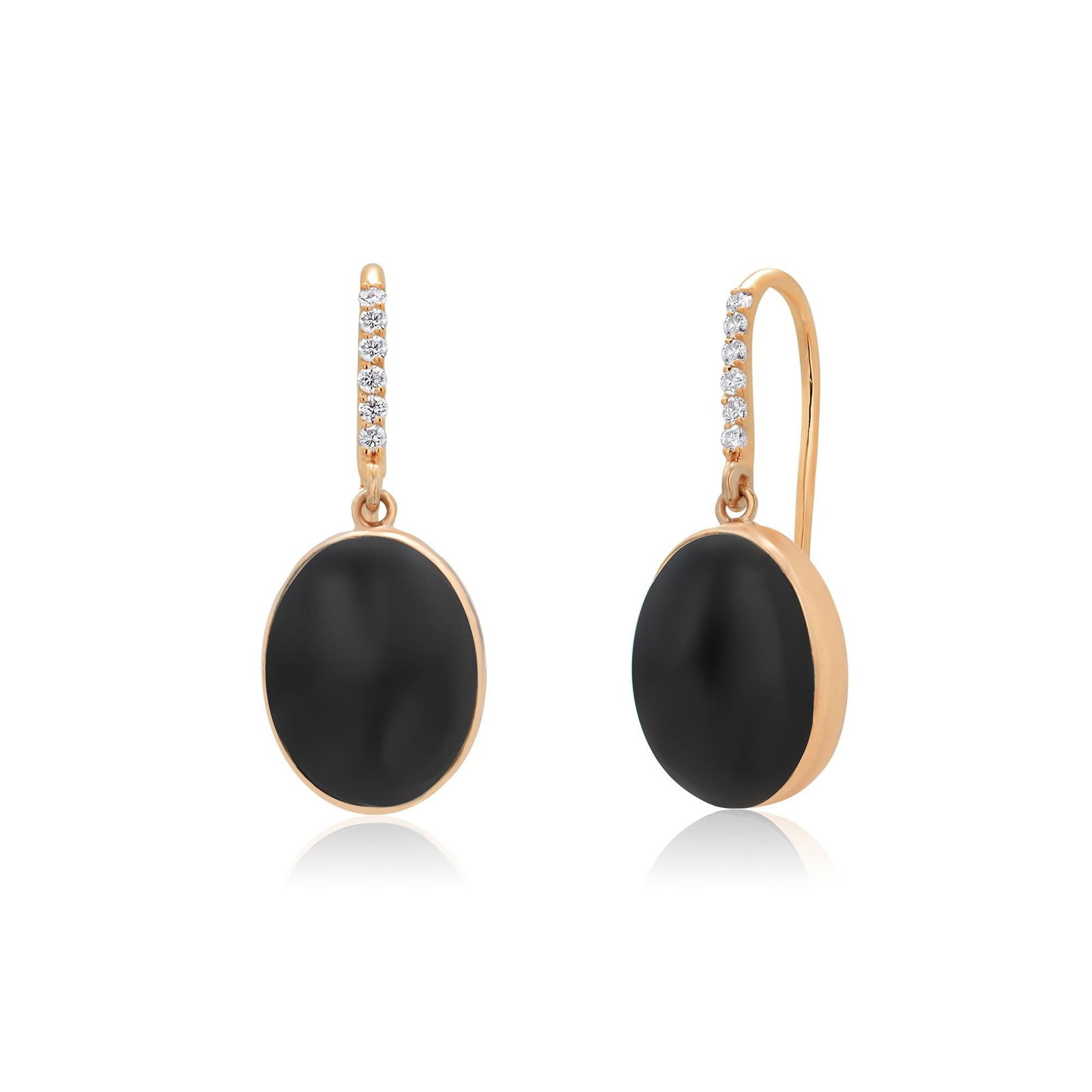 Bold 14k Yellow Gold Black Onyx 20 Carat Diamond Hoop Dangle 1.5 Inch Earrings, A Pair - 3