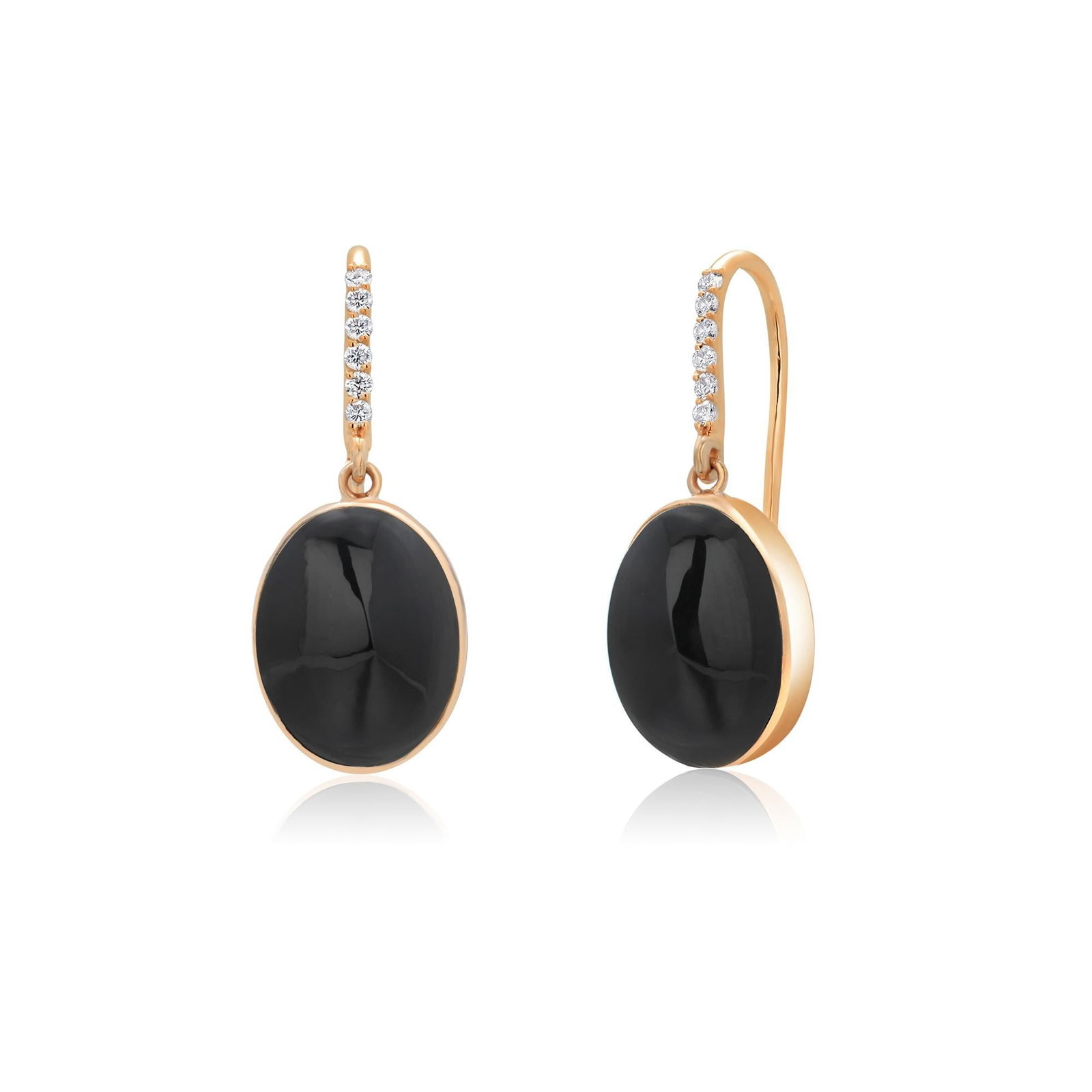 Bold 14k Yellow Gold Black Onyx 20 Carat Diamond Hoop Dangle 1.5 Inch Earrings, A Pair - 6