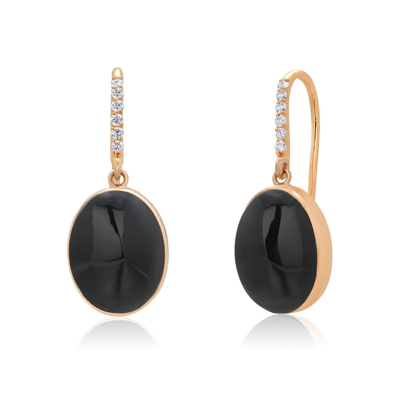 Bold 14k Yellow Gold Black Onyx 20 Carat Diamond Hoop Dangle 1.5 Inch Earrings, A Pair - 9