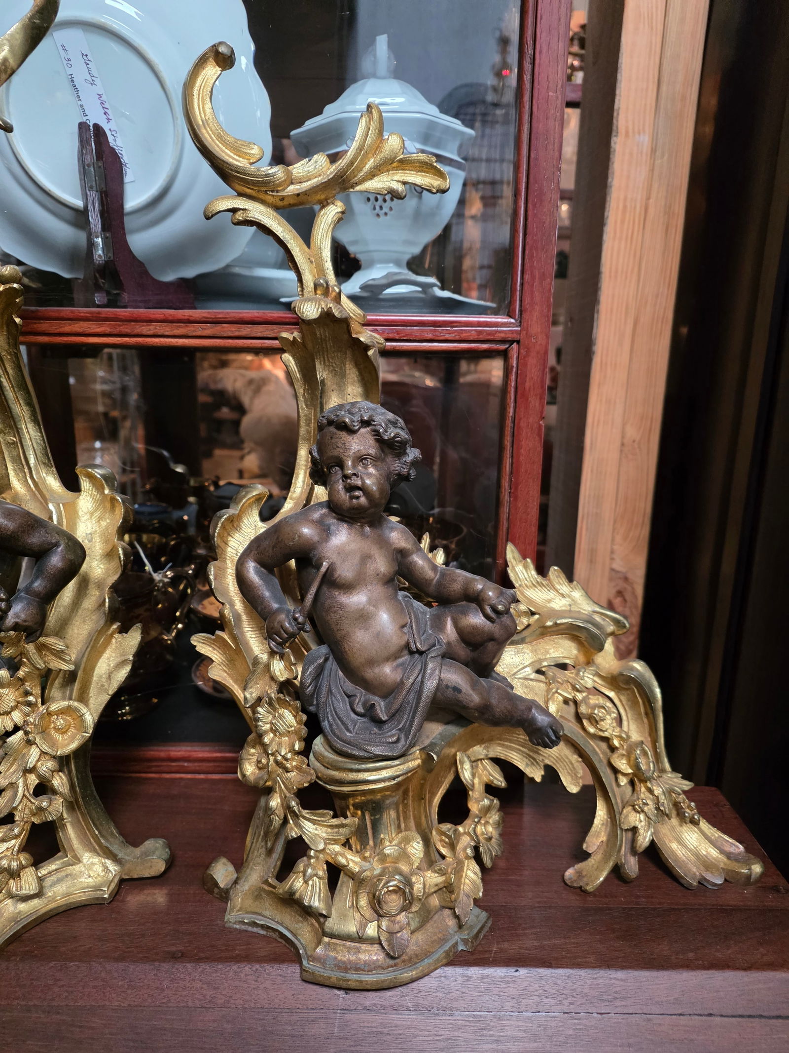 Antique French Chenets With Cherubs - 9