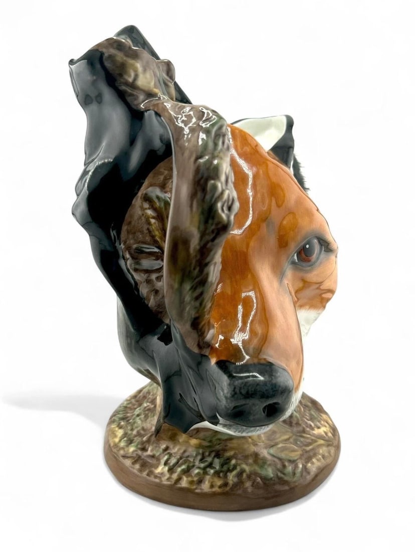 1990s Royale Stratford Double Stirrup Horse & Fox Head Porcelain Pitcher - 4