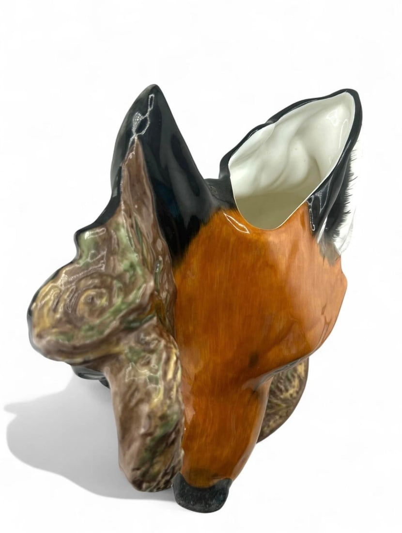 1990s Royale Stratford Double Stirrup Horse & Fox Head Porcelain Pitcher - 5