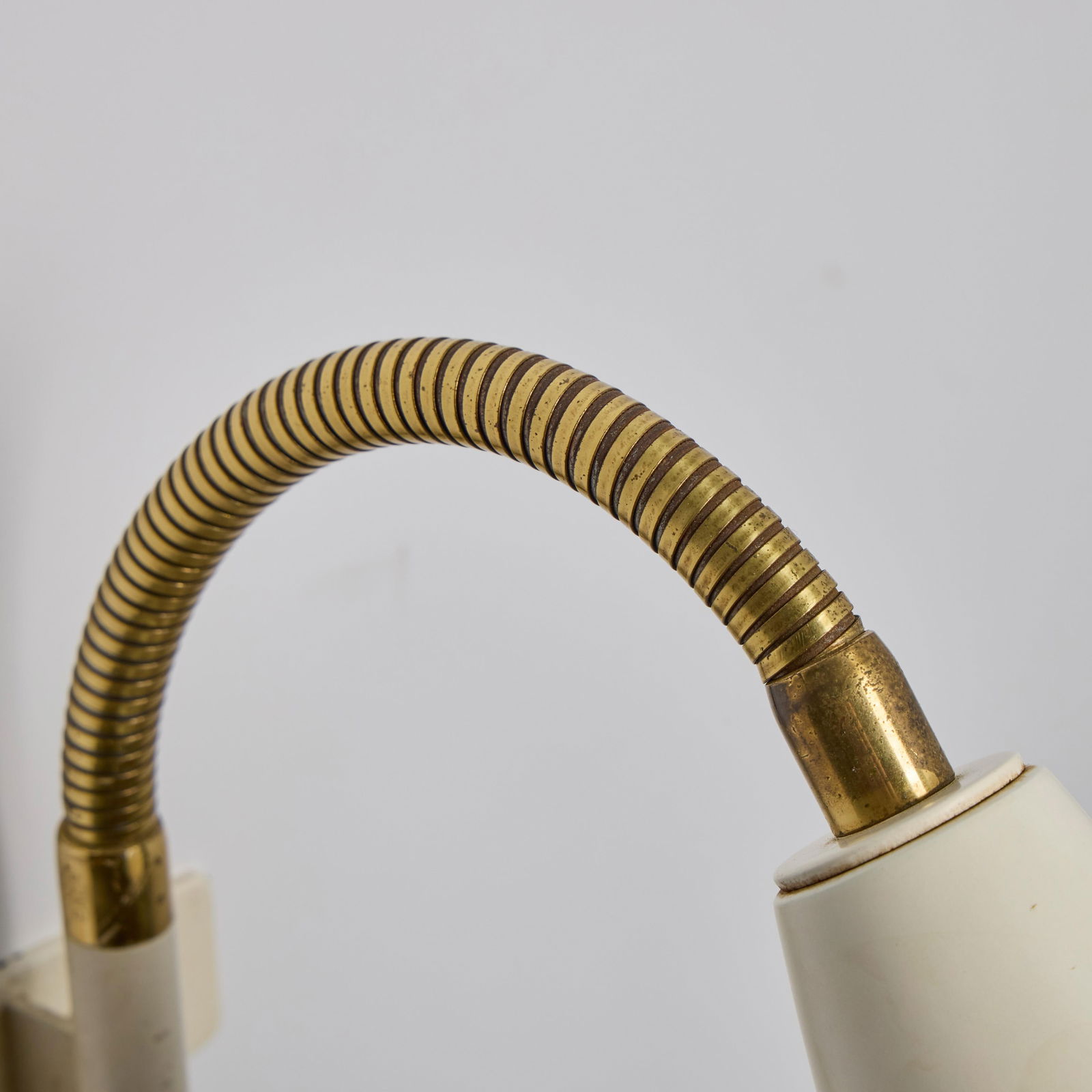1960s Plug-in White Conical Brass & Metal Wall Lamps Attributed to Hans Agne Jakobsson - a Pair - 7