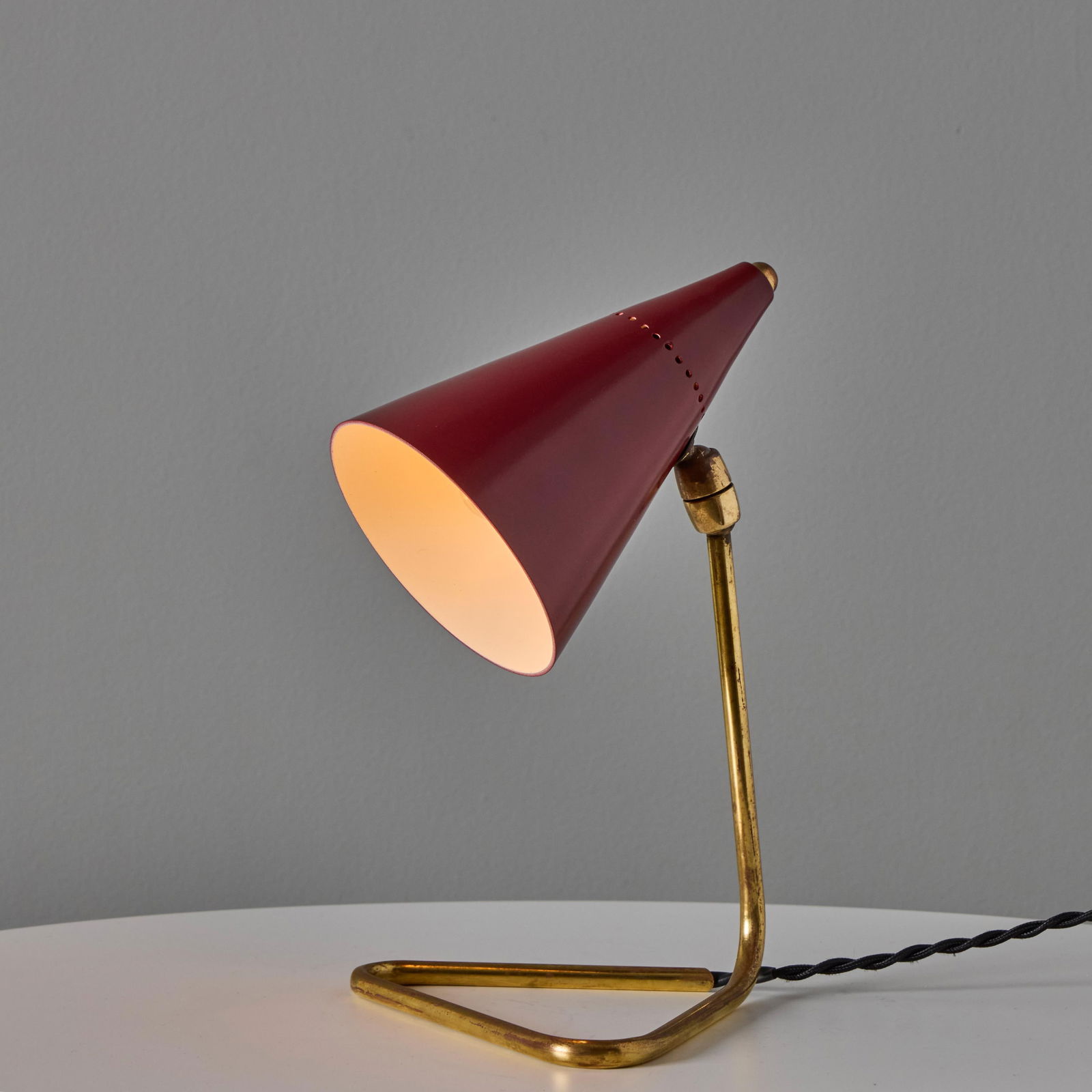 1950s Giuseppe Ostuni Red Conical Table Lamp for Oluce - 15