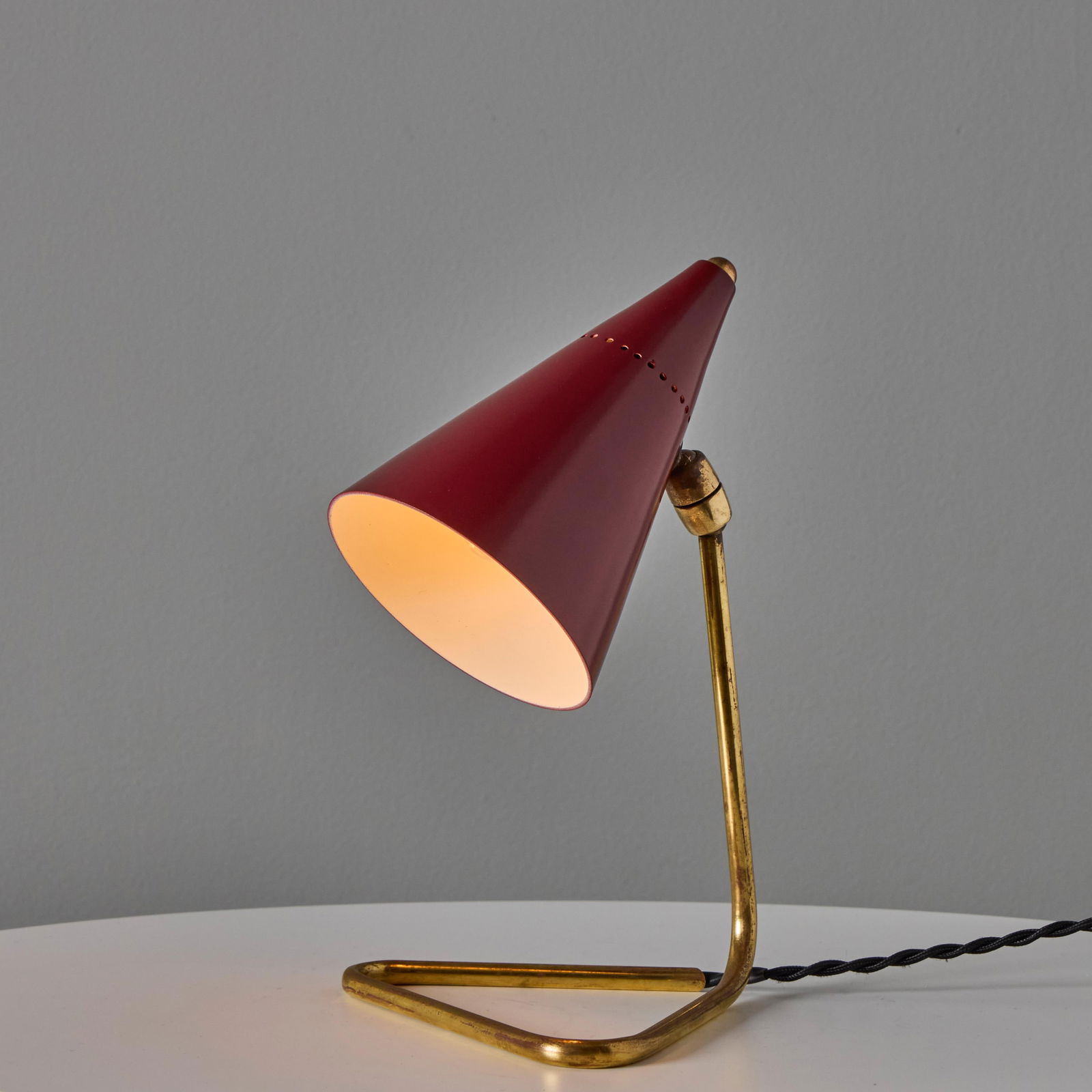 1950s Giuseppe Ostuni Red Conical Table Lamp for Oluce - 16