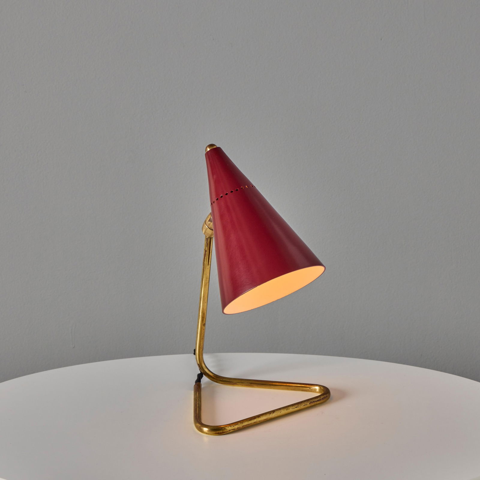 1950s Giuseppe Ostuni Red Conical Table Lamp for Oluce - 6