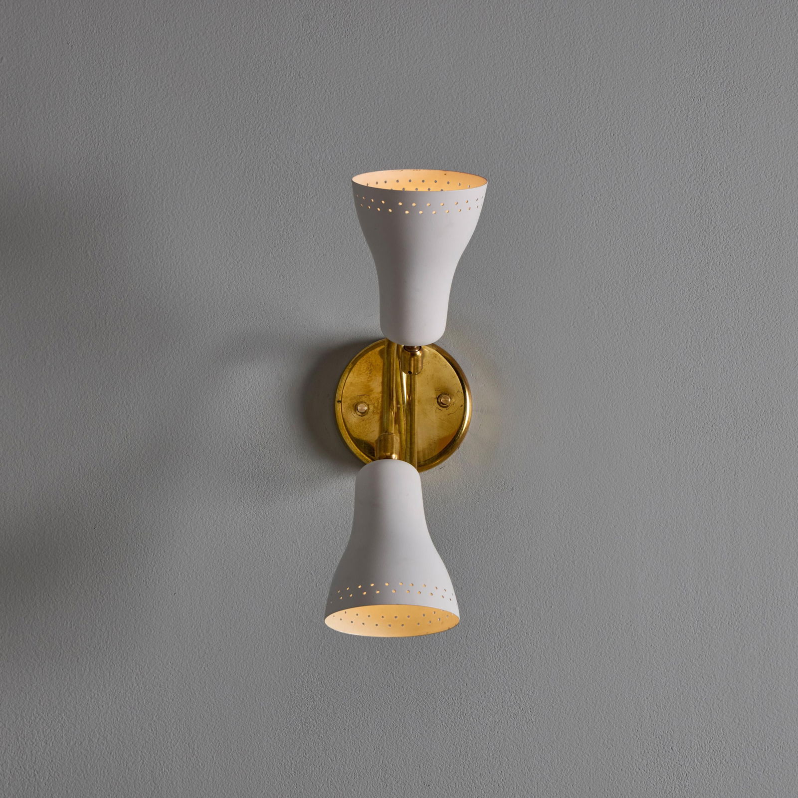 1950s Stilux Milano White Perforated Double Shade Wall Lamp - 2