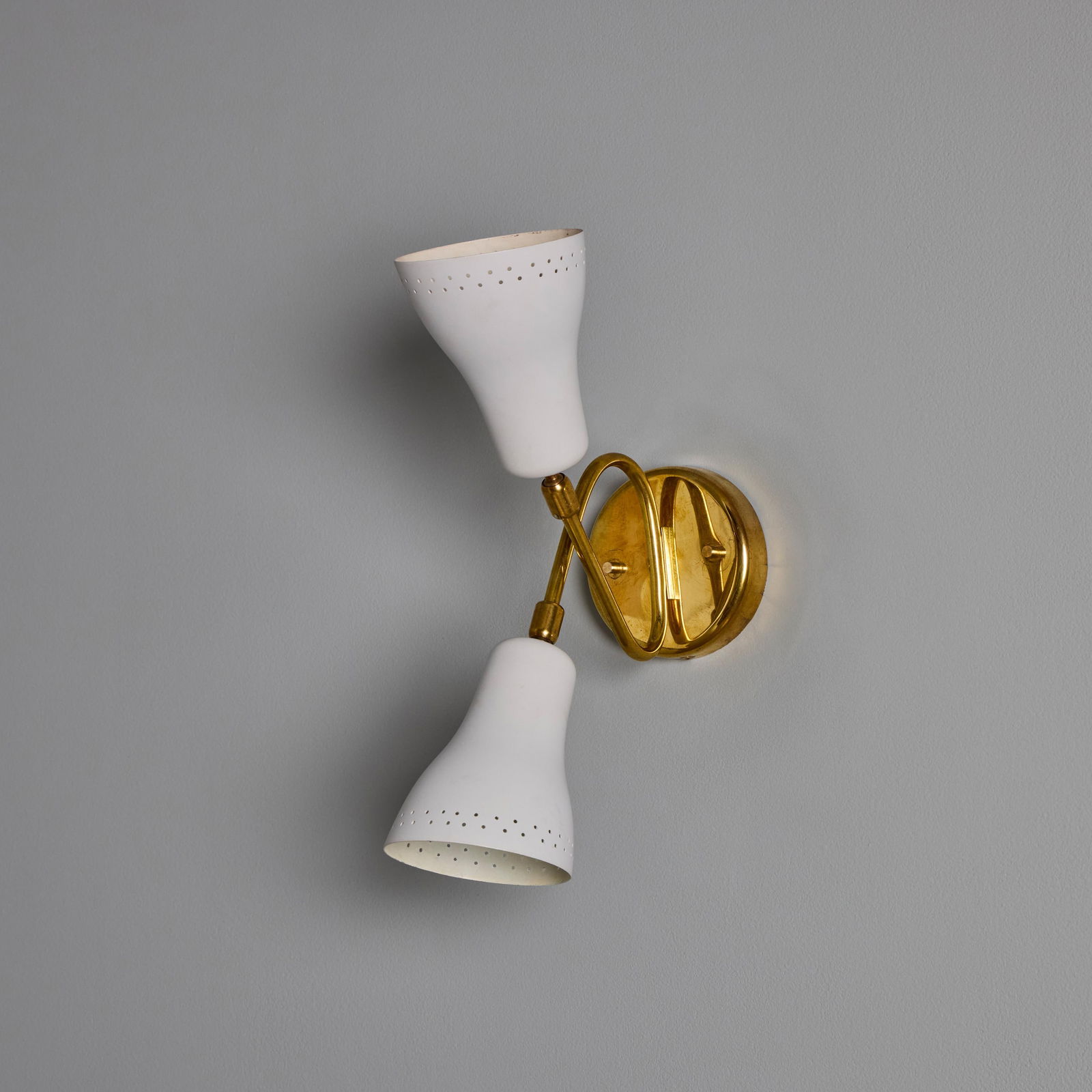 1950s Stilux Milano White Perforated Double Shade Wall Lamp - 3