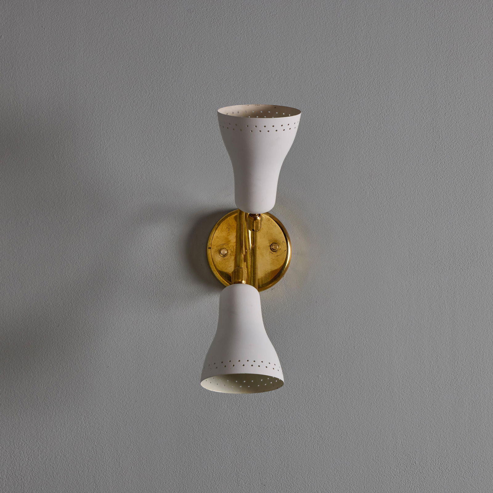 1950s Stilux Milano White Perforated Double Shade Wall Lamp - 4