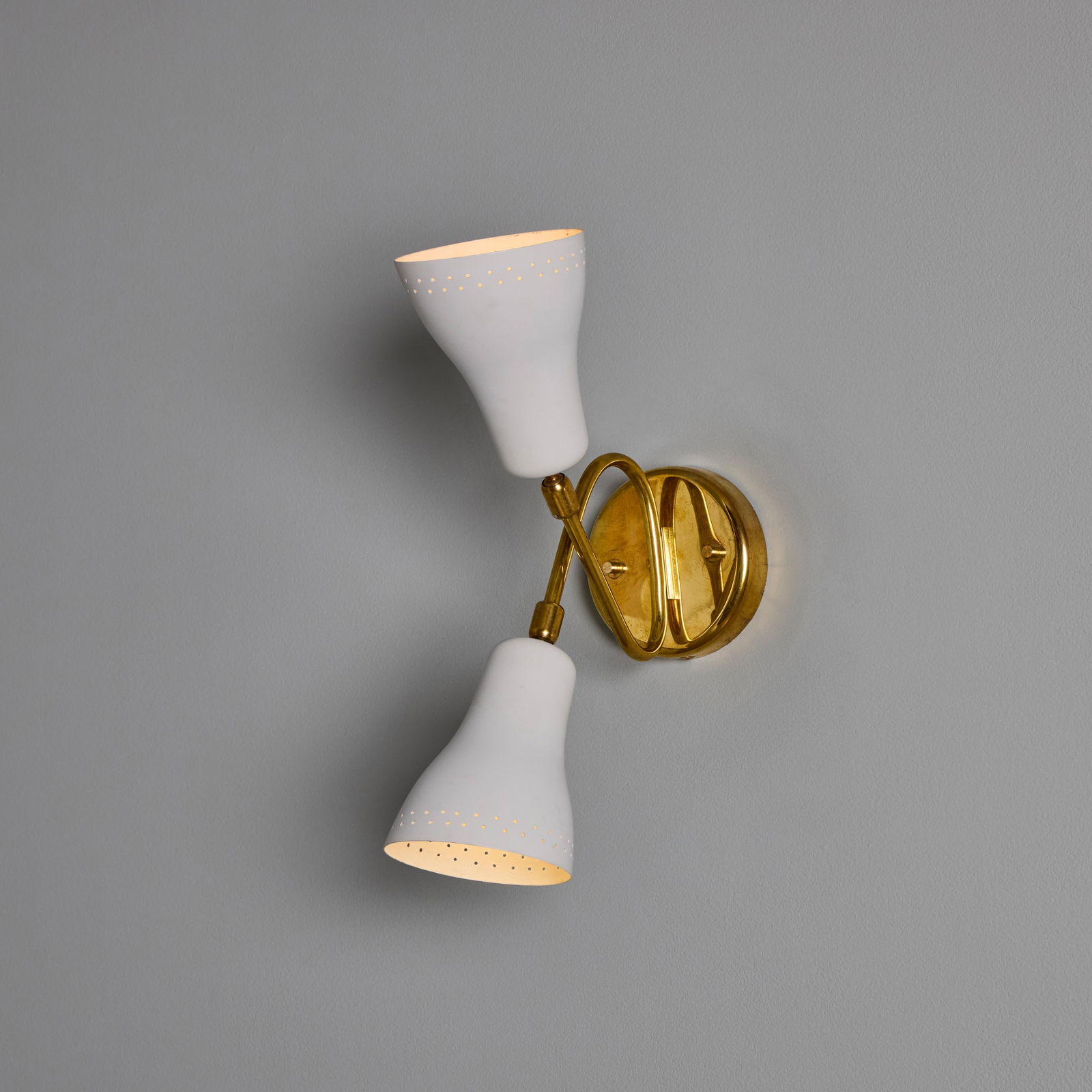 1950s Stilux Milano White Perforated Double Shade Wall Lamp - 6