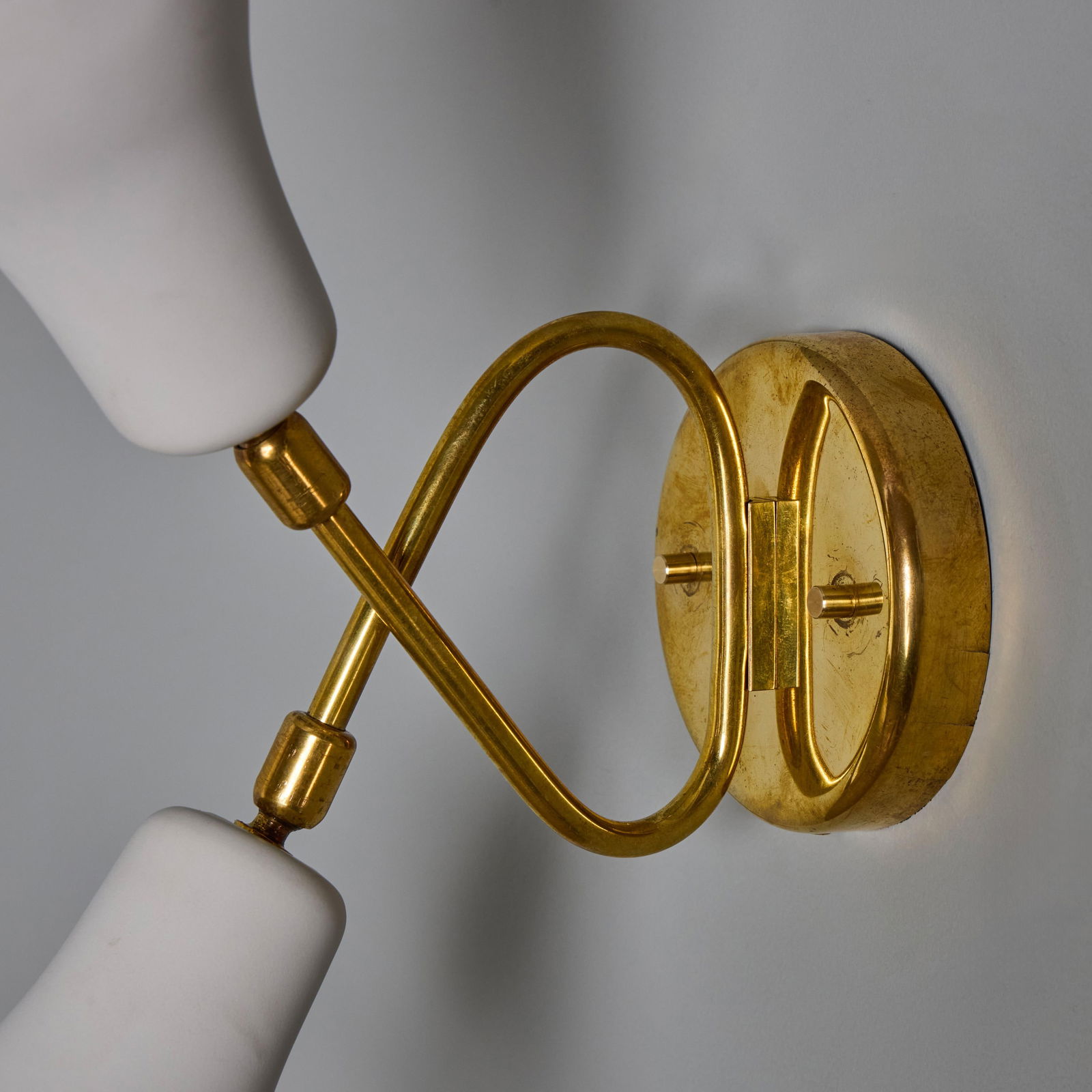 1950s Stilux Milano White Perforated Double Shade Wall Lamp - 9