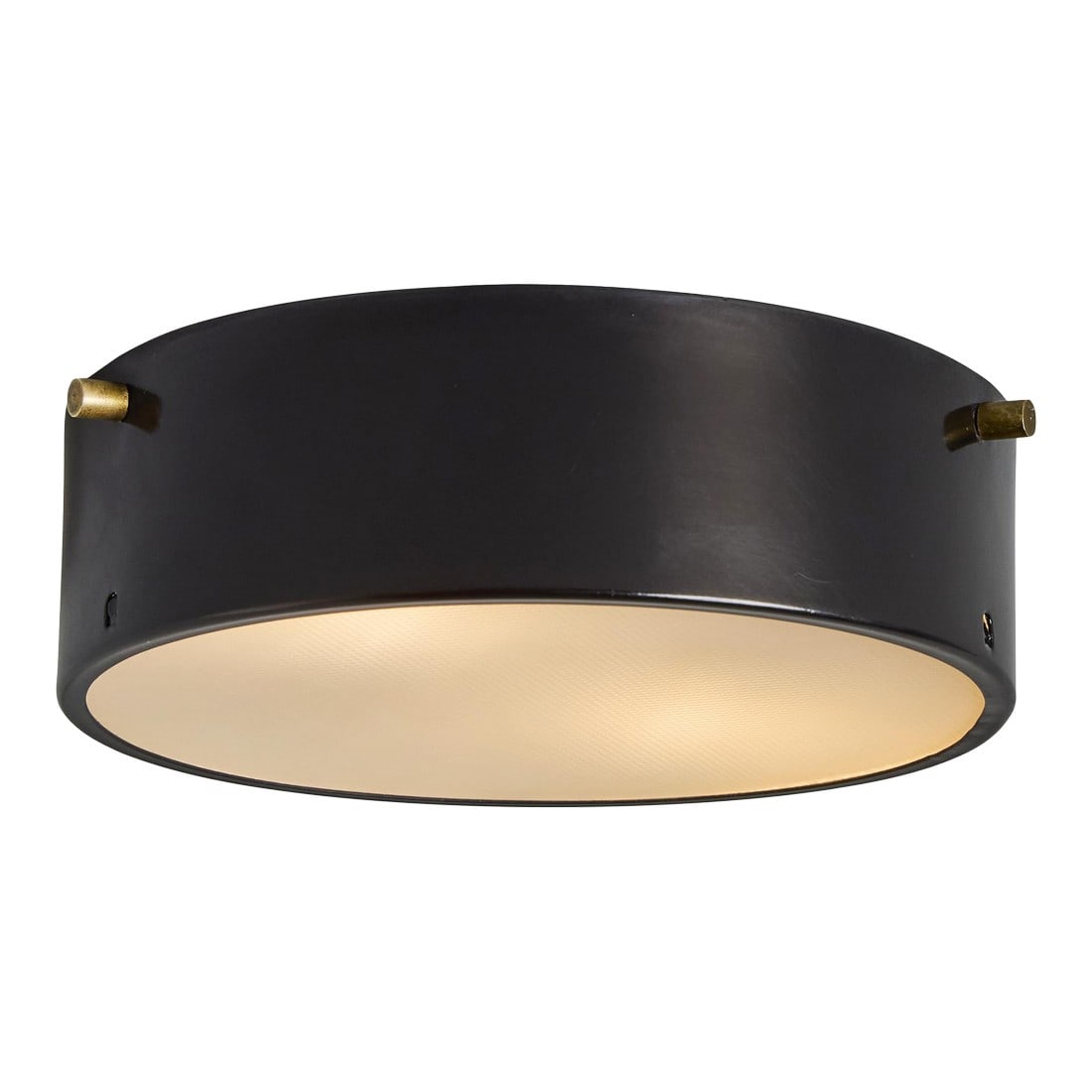 1960s Round Black Metal and Opaline Glass Ceiling Lamp by Bruno Gatta for Stilnovo: 1960s Round Black Metal and Opaline Glass Ceiling Lamp by Bruno Gatta for Stilnovo A quintessentially 1960s Italian design executed in opaline glass, black painted metal with patinated brass