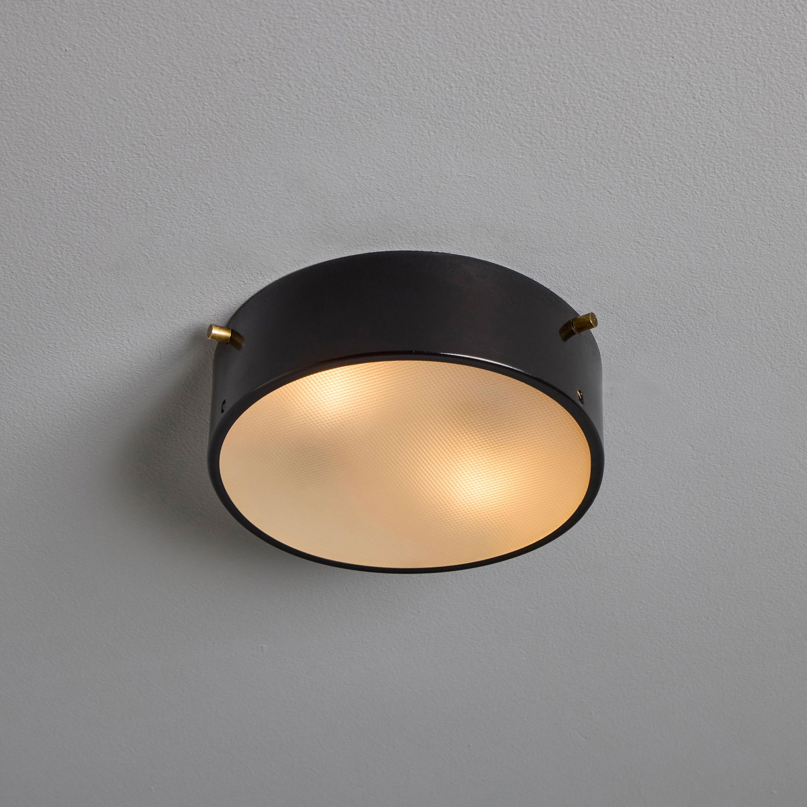 1960s Round Black Metal and Opaline Glass Ceiling Lamp by Bruno Gatta for Stilnovo - 6