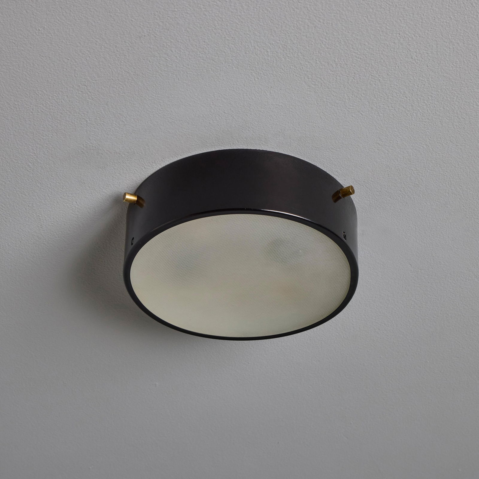 1960s Round Black Metal and Opaline Glass Ceiling Lamp by Bruno Gatta for Stilnovo - 7