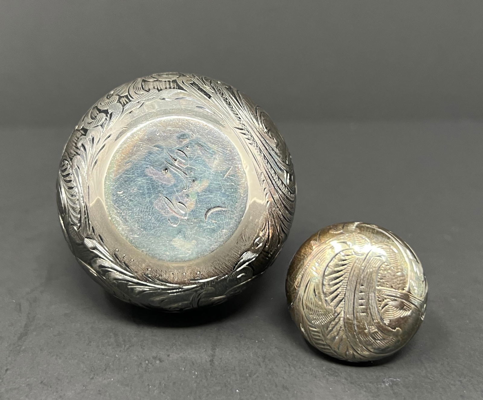 Alvin Art Nouveau Sterling Silver Overlay Perfume Bottle, c.1900 (3.25 In.) - 8