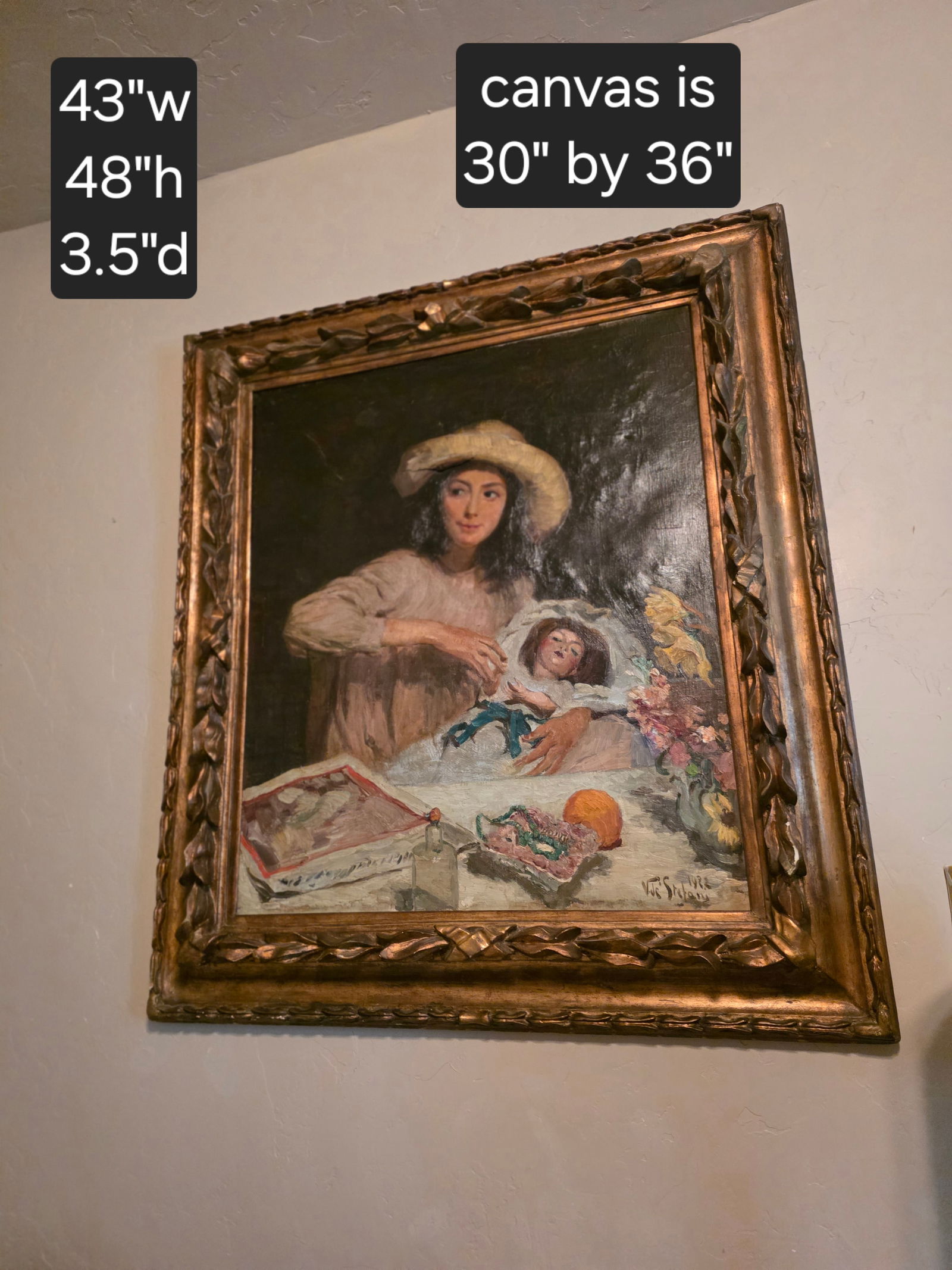 Vincenzo De Stefani Painting of a Young Girl With a Doll - 5