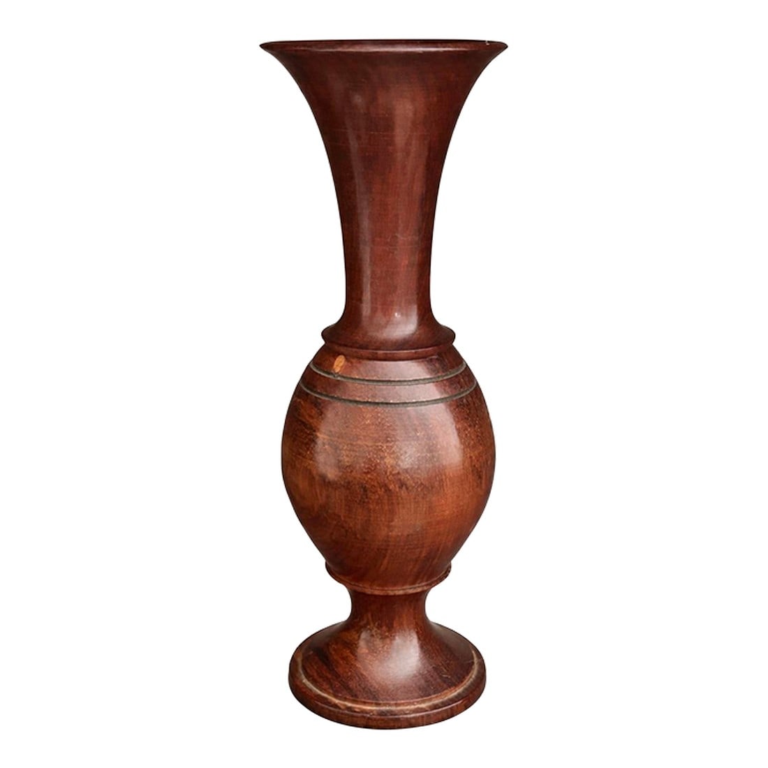 1960s Sculptural Solid Mahogany Hand-Turned Vase (1 of 3)