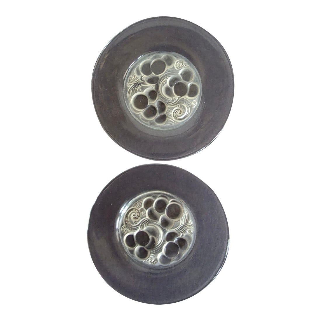 Pair of Rene Lalique Marienthal Plates: Beautiful art glass plates by Rene Lalique. This design was originally made in 1927.. Condition: Alterations: Original Condition Unaltered Imperfections: Some Imperfections Condition Notes: Great 