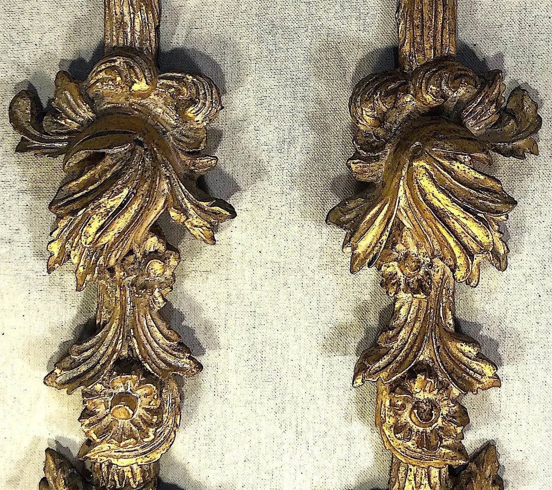 Neoclassical Carved Gilt Wall Swags - Pair - 4