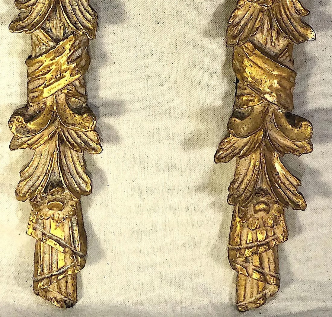 Neoclassical Carved Gilt Wall Swags - Pair - 8