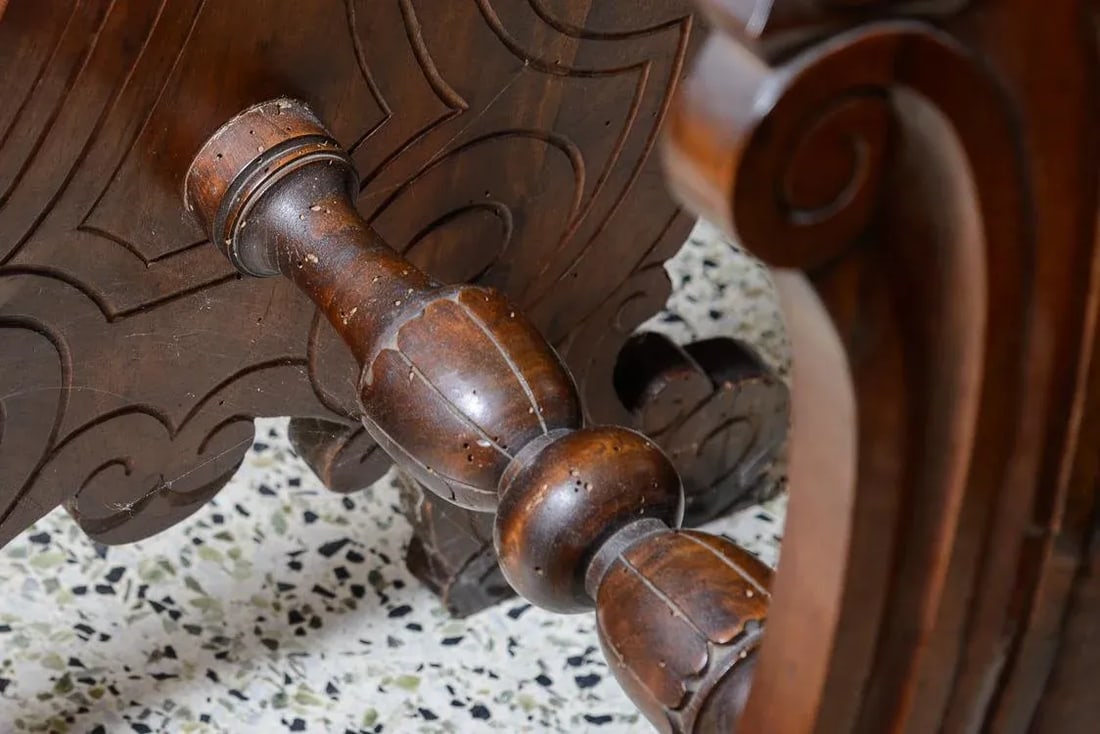 Antique Italian Sgabello Walnut Pedestal - 6