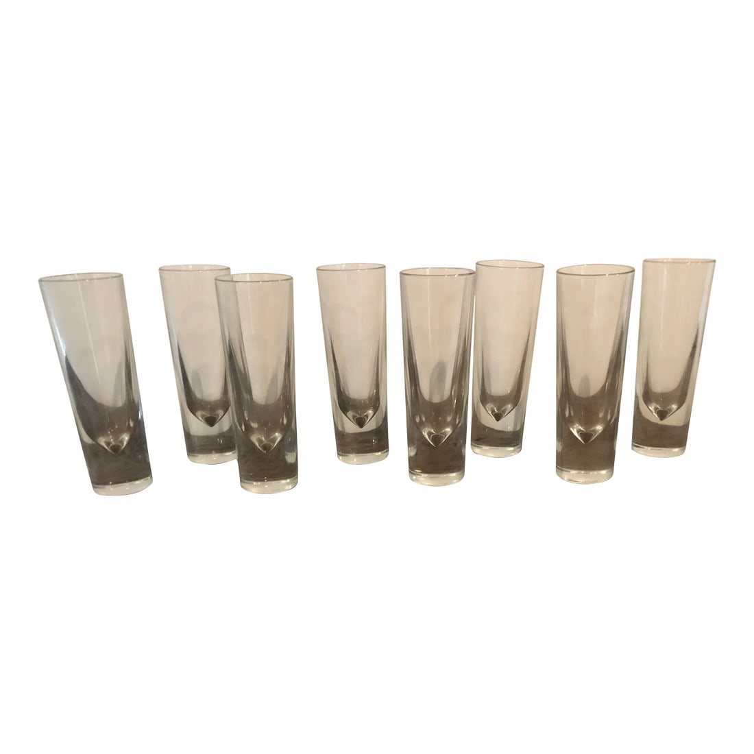 1980s Carlo Moretti Italian Weighted Cocktail Glasses- Set of 8: Set of 8 1980s Carlo Moretti Italian weighted cocktail glasses heavy weight glasses signed Italy on bottom of the bases. Elegant with a deep tear drop. Condition: Alterations: Original Condition