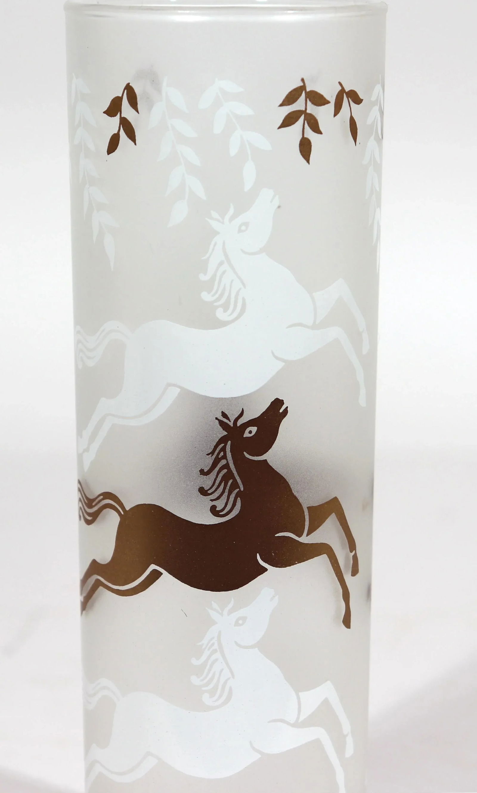 Libbey Cavalcade Galloping Horse Tom Collins Cocktail Glasses- Mid-Century Modern Glasses- Set of Tw - 7