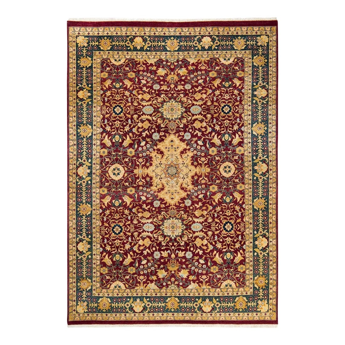 Vintage Moroccan Hand Knotted Wool Area Rug, Burgundy - 6'0" X 8'8": With understated palettes and allover designs, the rugs in the Mogul Collection will bring timeless sophistication to any room. Influenced by a spectrum of Turkish, Indian, and Persian designs, the