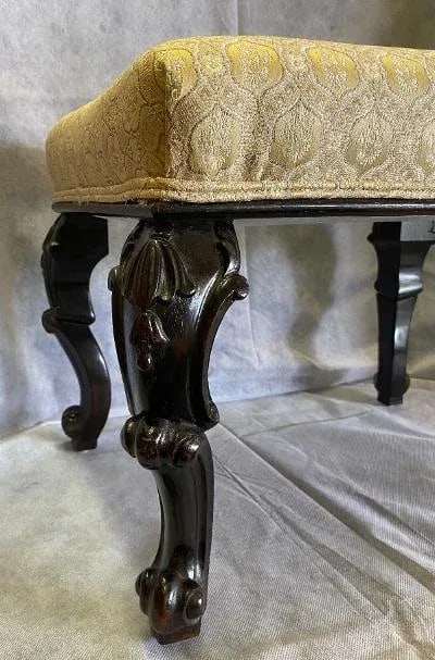 French Rosewood Upholstered Ebonized Stool- Circa 1850 - 2