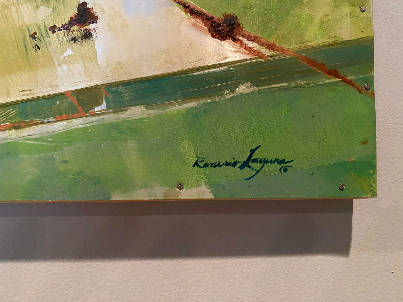 Metalandscape 2 by Rosario-Laguna Contemporary Aerial View Landscape Oil Painting on Aluminum - 2