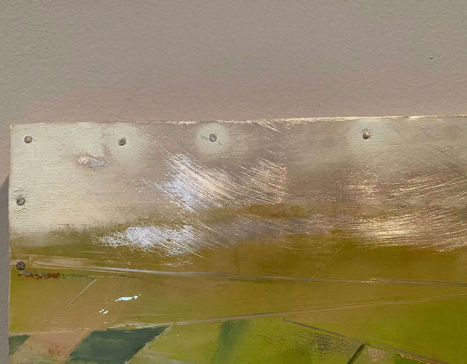 Metalandscape 2 by Rosario-Laguna Contemporary Aerial View Landscape Oil Painting on Aluminum - 3