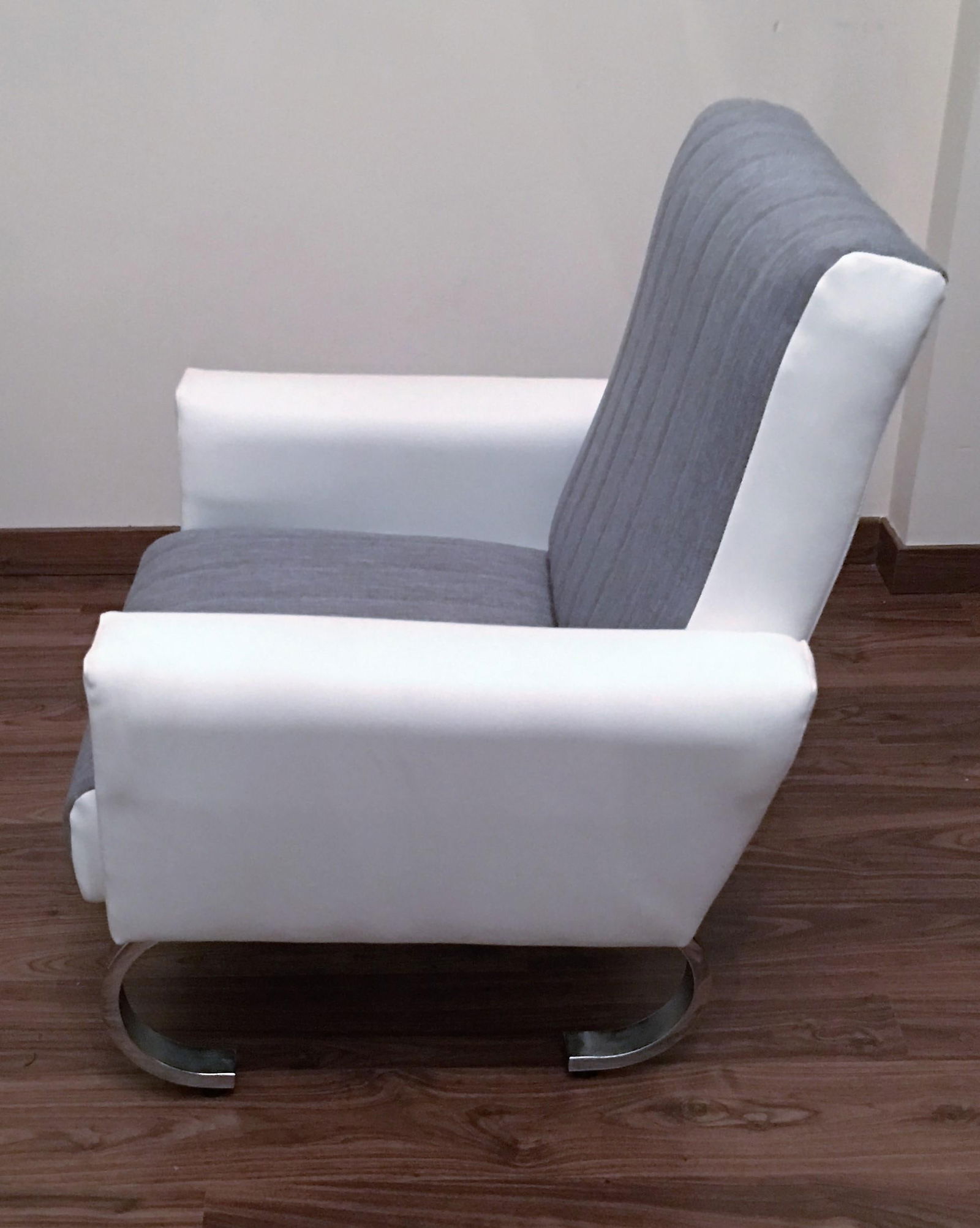 Mid-Century Exclusive Italian Armchairs With Curved Metal Base - a Pair - 4