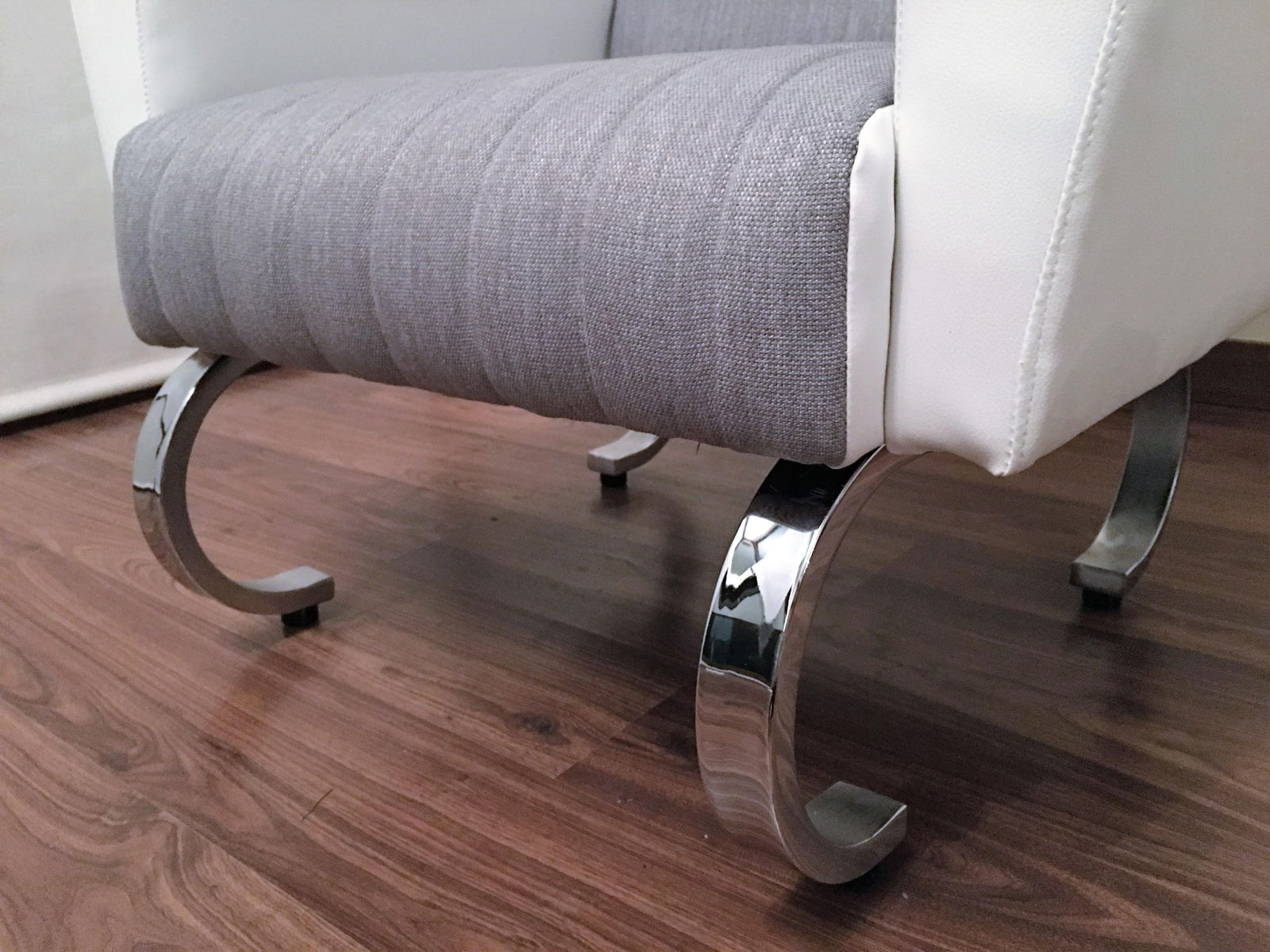 Mid-Century Exclusive Italian Armchairs With Curved Metal Base - a Pair - 9