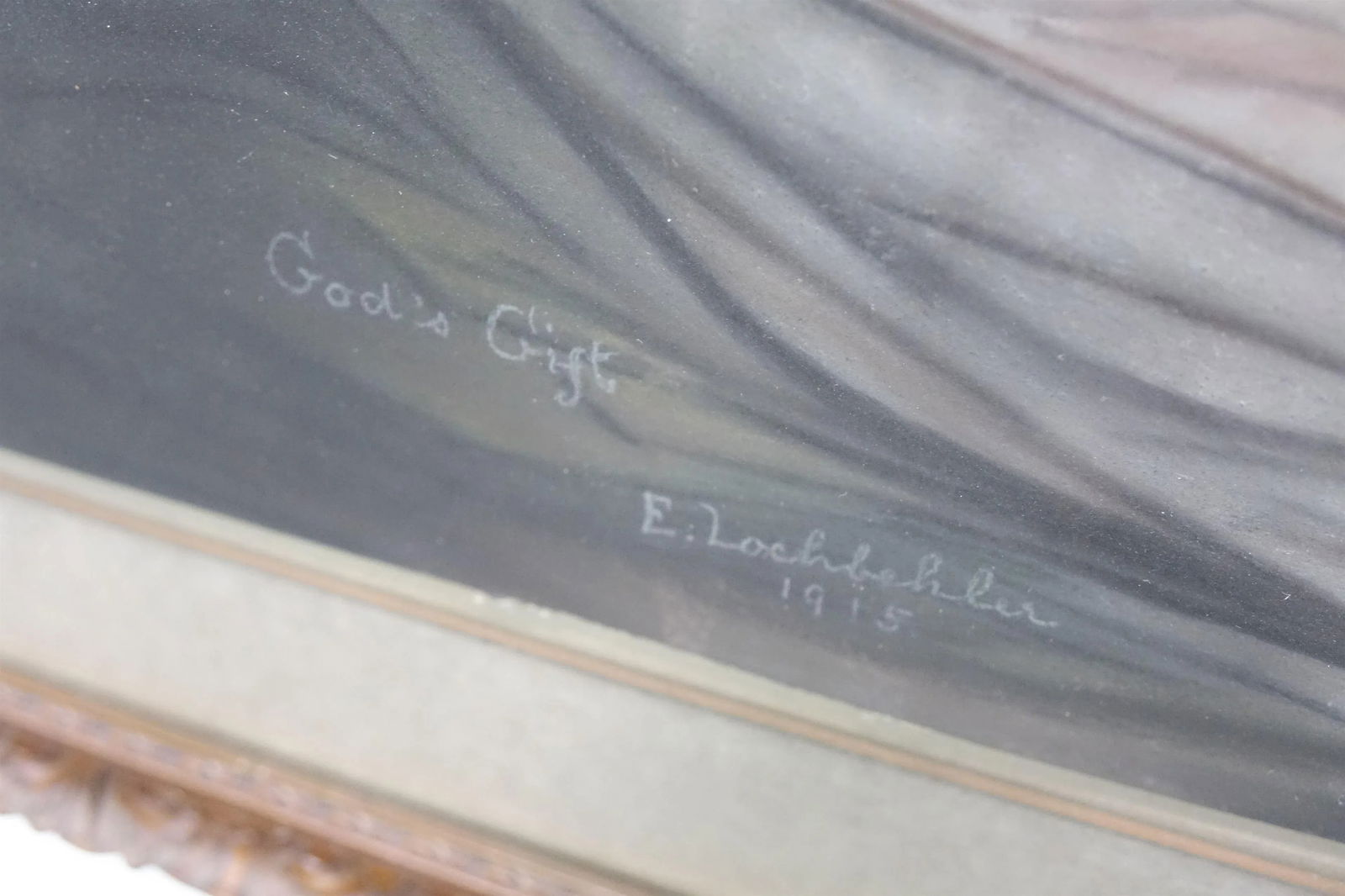 1915 "Gods Gift" Figurative Watercolor Painting Signed by E. Lochlilar, Framed - 7