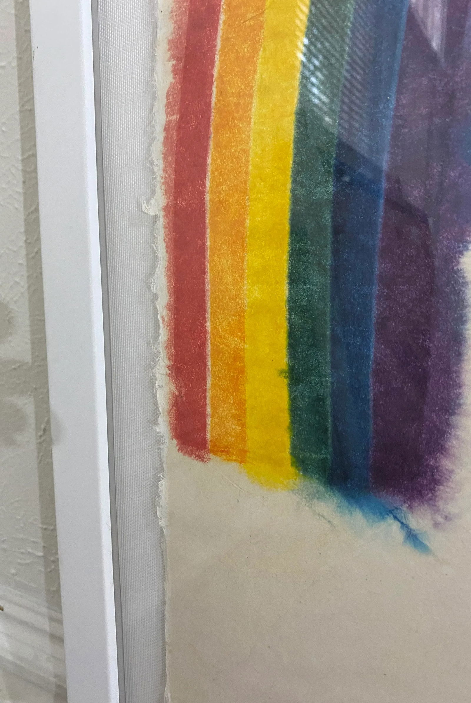 Original Signed Carol Summers "Untitled" Rainbow Woodcut, Framed - 10