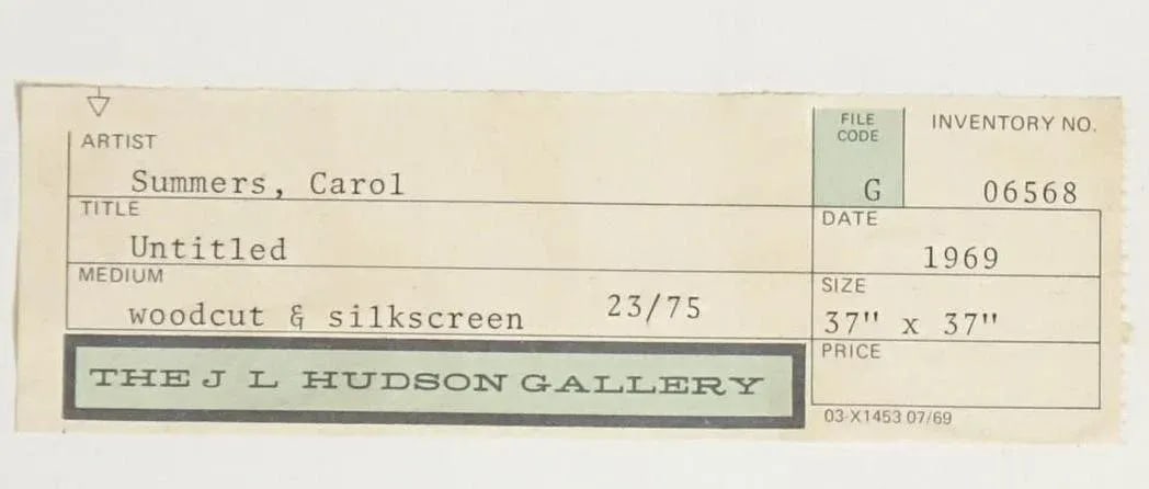 Original Signed Carol Summers "Untitled" Rainbow Woodcut, Framed - 11