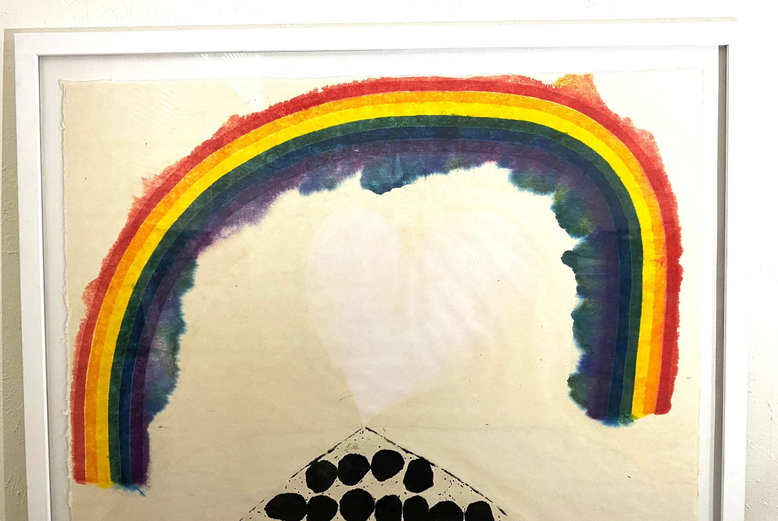 Original Signed Carol Summers "Untitled" Rainbow Woodcut, Framed - 4