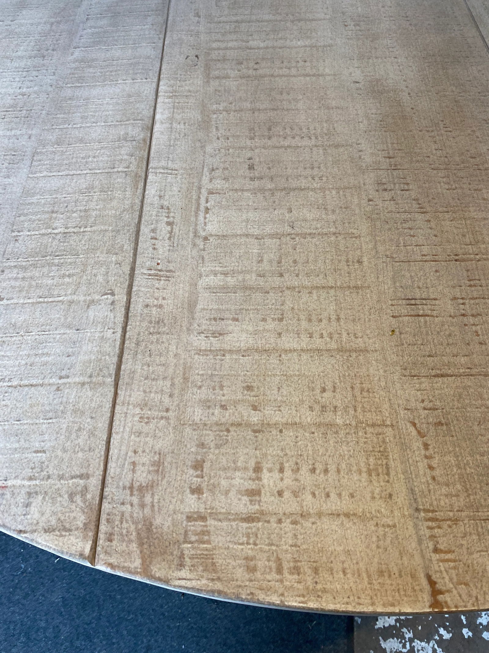 Vintage 60" Dovetail White Washed Rustic Drop Leaf Dining Table - 12