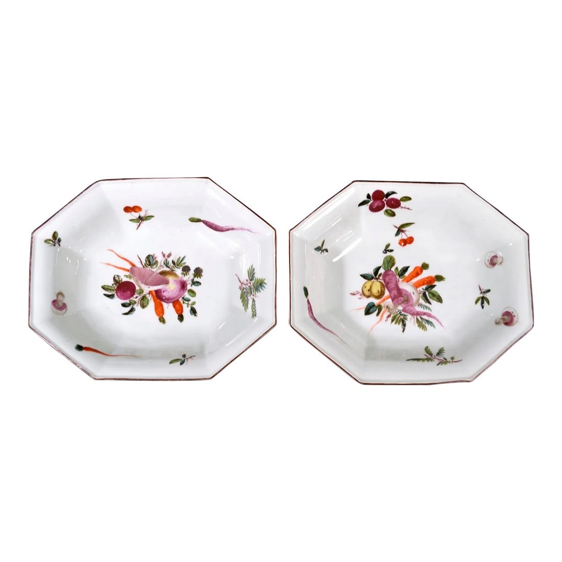 Antique Chelsea Porcelain Dishes Painted With Vegetables (1 of 6)