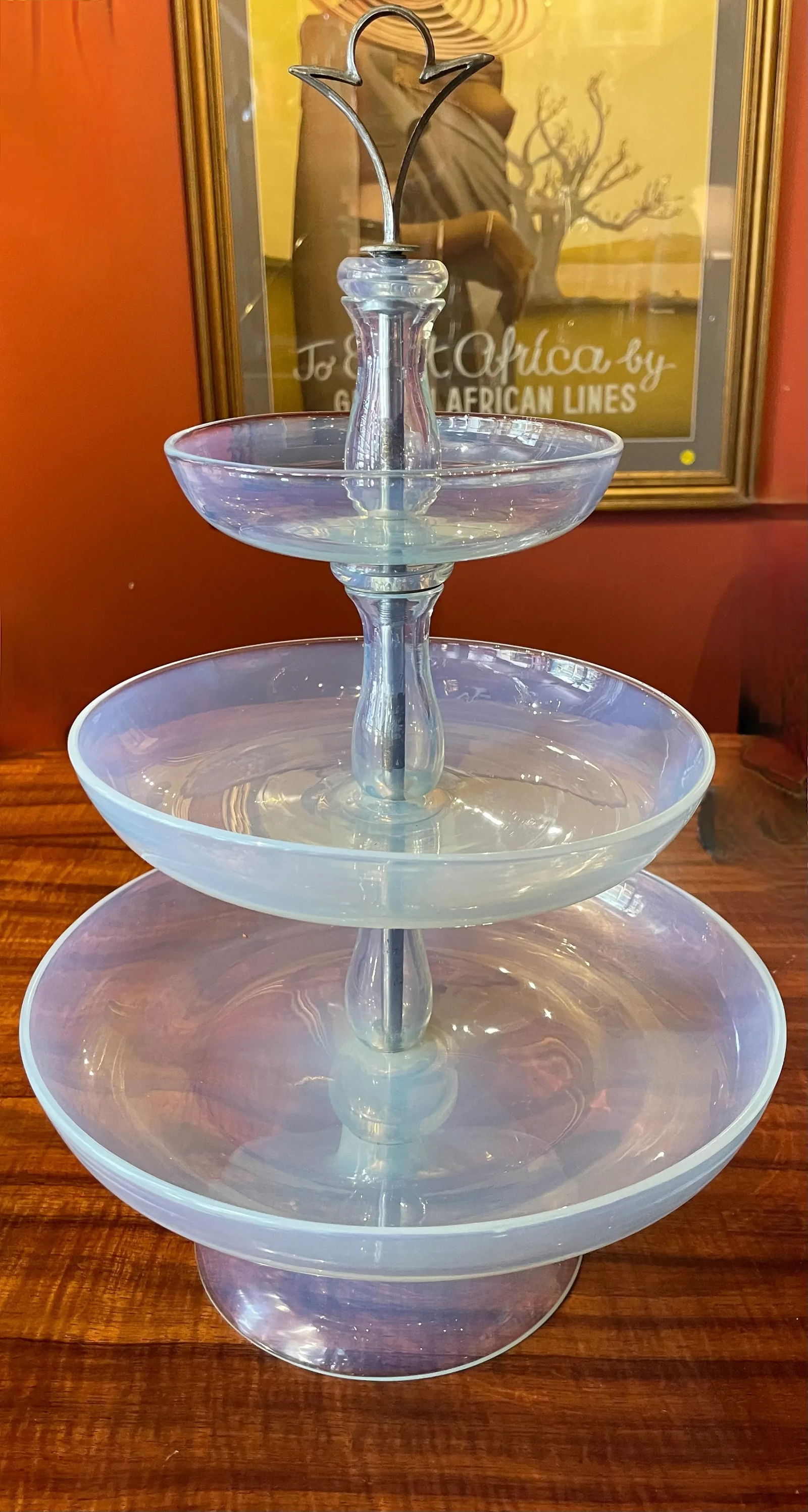 Midcentury Modern Three Tiered Murano Opaline Glass Dish - 5