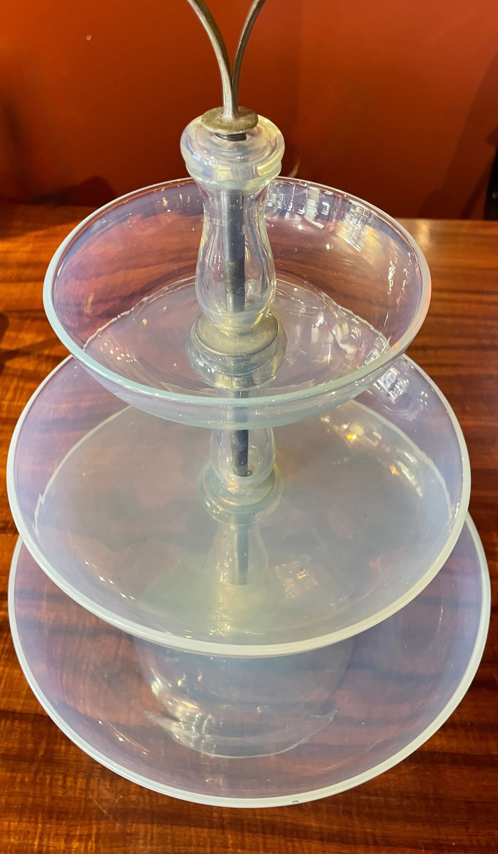 Midcentury Modern Three Tiered Murano Opaline Glass Dish - 6