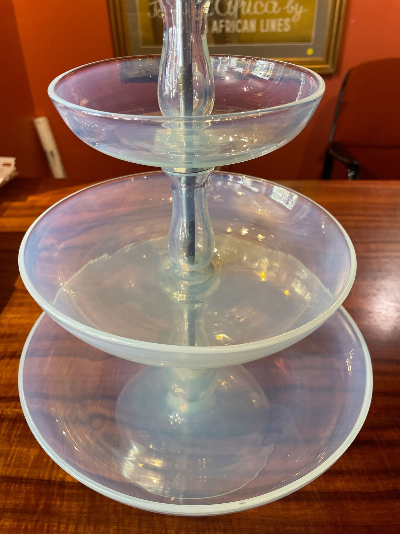 Midcentury Modern Three Tiered Murano Opaline Glass Dish - 7